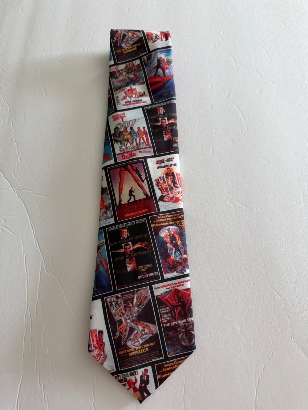 James Bond 007 Vintage Movie Poster Print Neck Tie - Multi Red & Black NWT